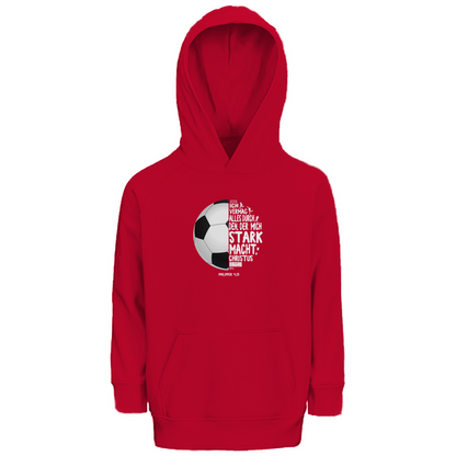 Ich bin stark durch Christus Philipper 4,13 Fußball Kinder Premium Bio Hoodie
