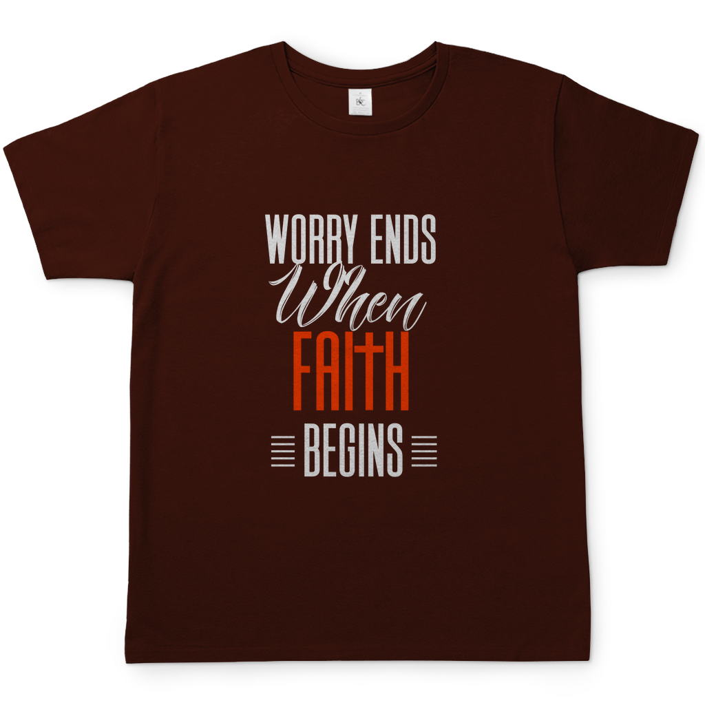 Worry Ends When Faith Begins christliches Herren T-Shirt