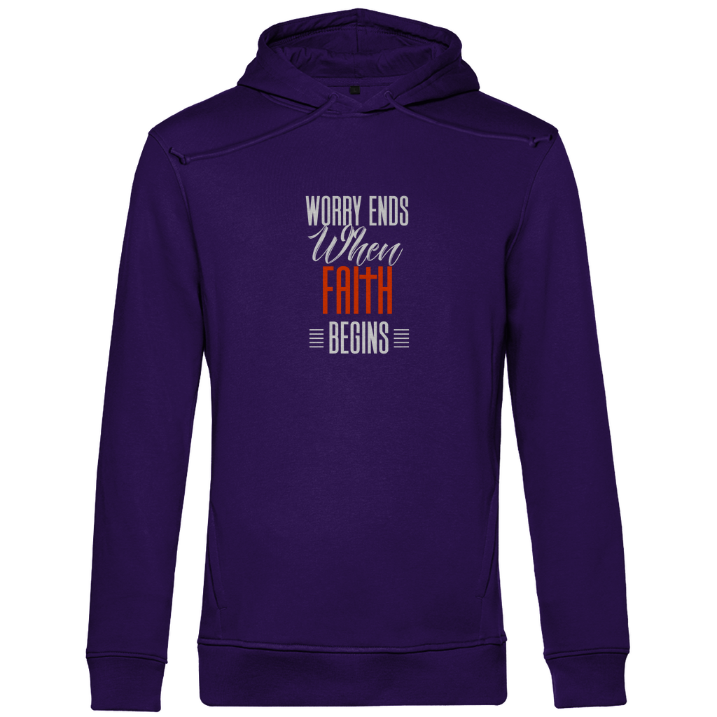Worry Ends When Faith Begins Herren Premium Bio Hoodie