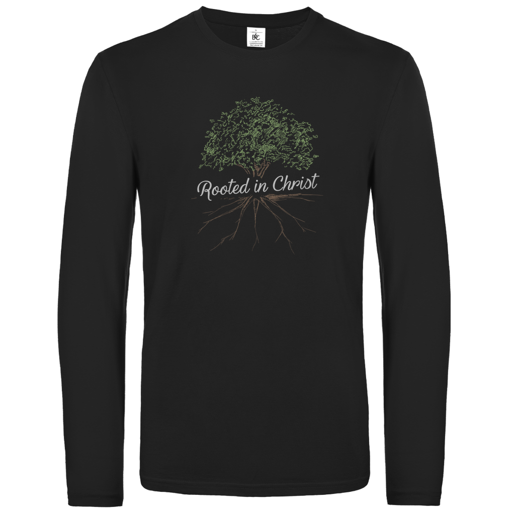 Rooted in Christ christliches Unisex Langarmshirt