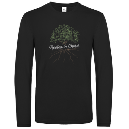 Rooted in Christ christliches Unisex Langarmshirt