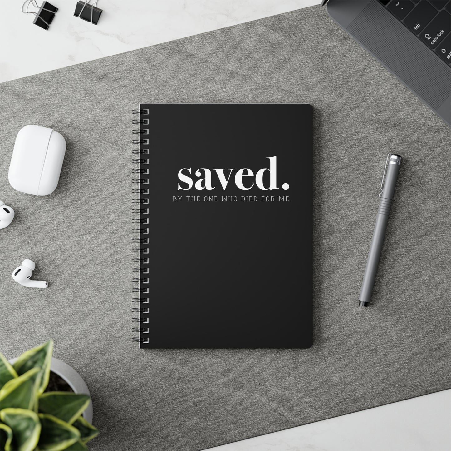 Saved by Grace | Christliches Notizbuch Schwarz | Christliche Geschenke | Gesegnet