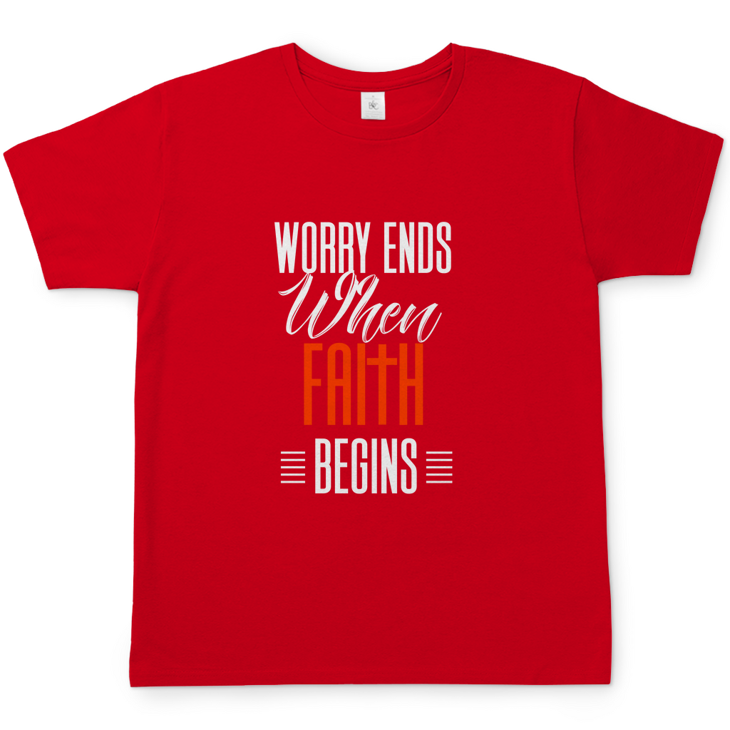Worry Ends When Faith Begins christliches Herren T-Shirt