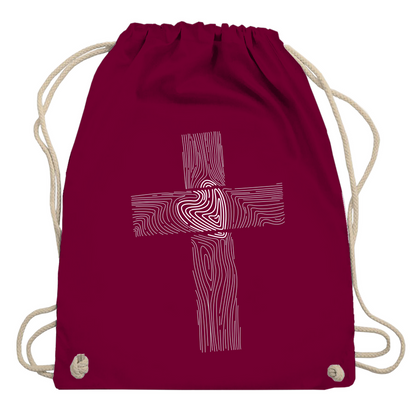 Kreuz mit Herz christlicher Turnbeutel