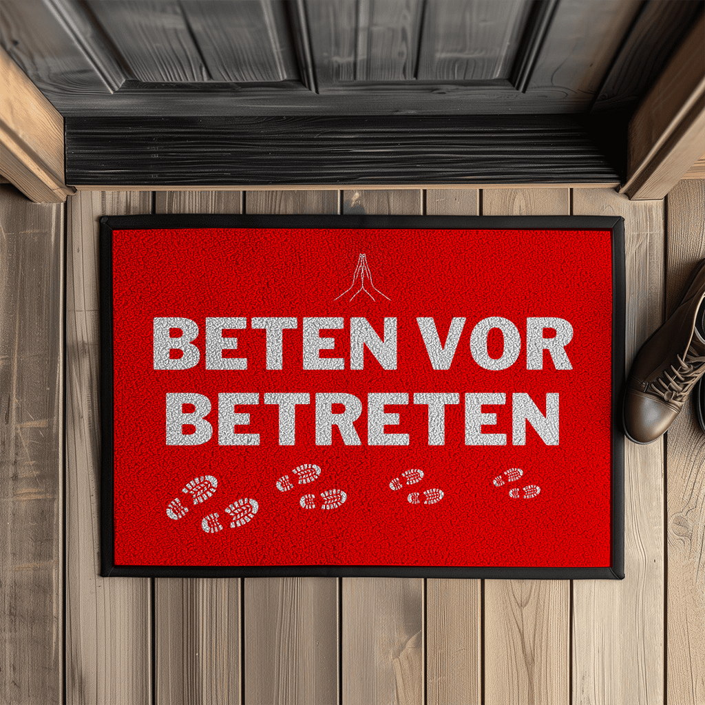 Beten vor betreten christliche Fußmatte mit Gummirand
