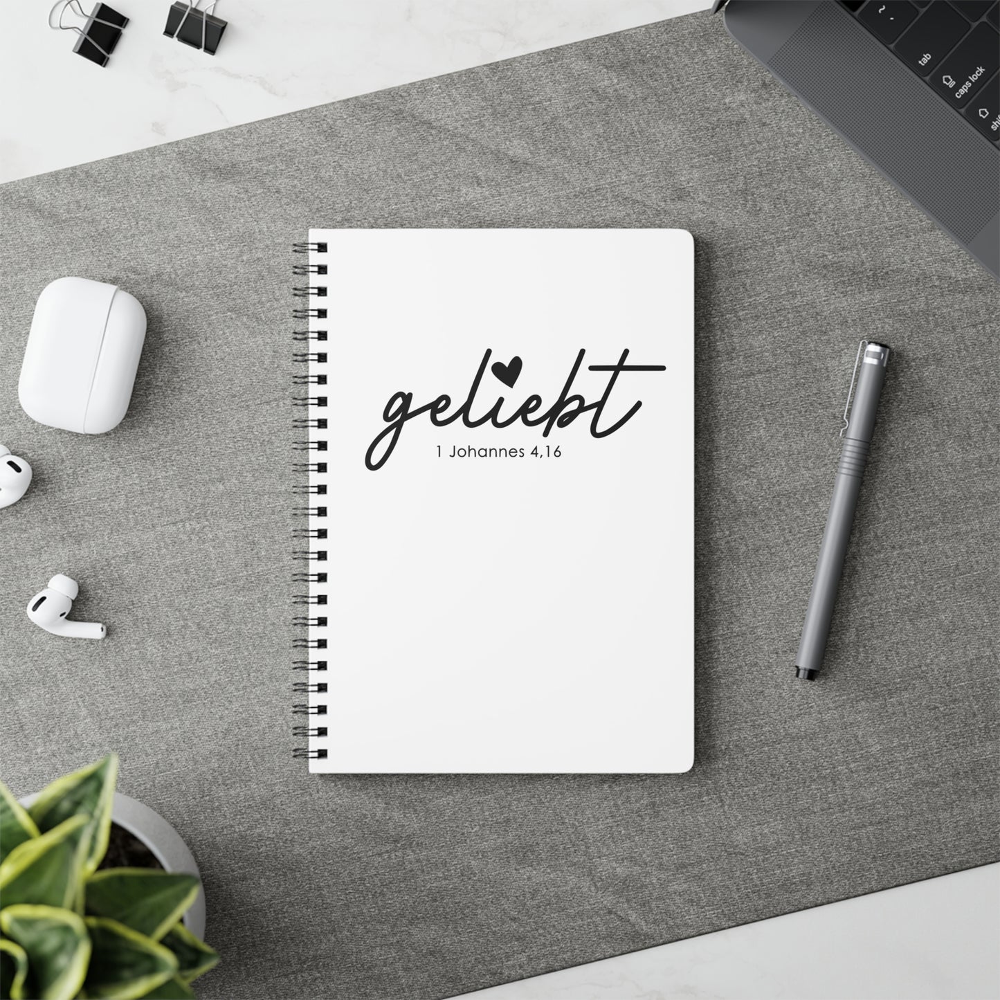 Geliebt 1. Johannes 4,16 | Christliches Notizbuch Weiß | Christliche Geschenke | Gesegnet