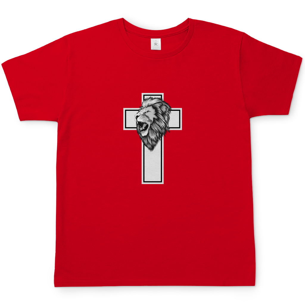 Löwen Kreuz christliches Herren T-Shirt