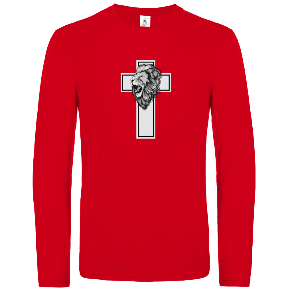 Löwen Kreuz christliches Unisex Langarmshirt
