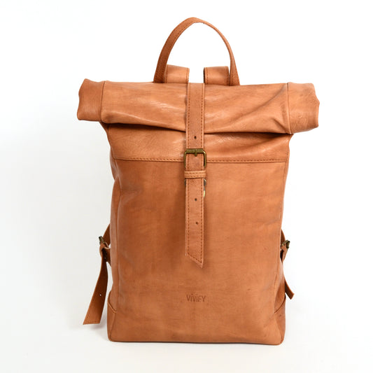 Marrakesch Rolltop-Lederrucksack – Handgefertigter Begleiter für Stadt und Natur