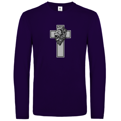 Löwen Kreuz christliches Unisex Langarmshirt