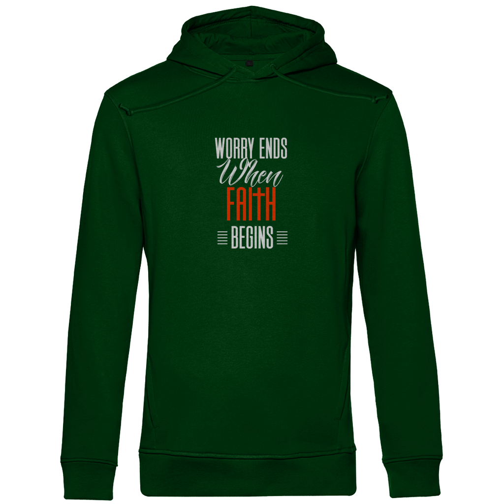Worry Ends When Faith Begins Herren Premium Bio Hoodie