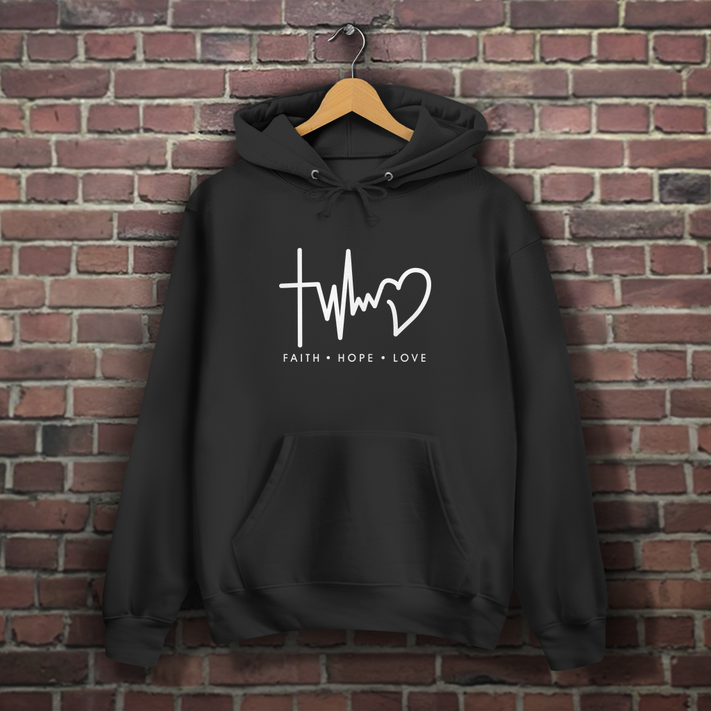 Faith Hope Love Weiß - Christlicher Damen Hoodie