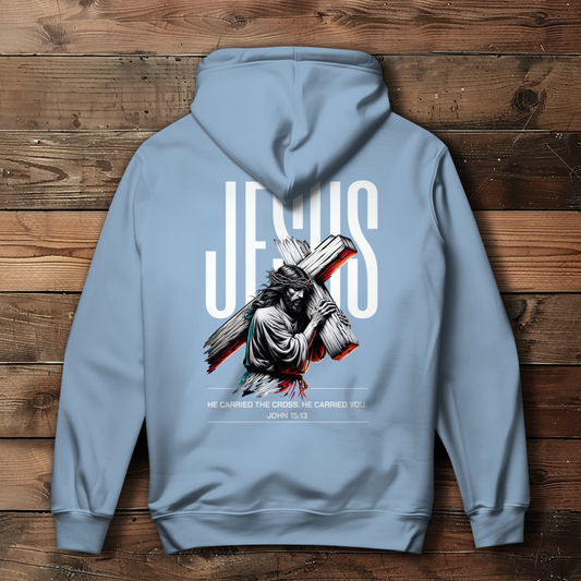 Jesus carried the cross - Backprint Christlicher Damen Hoodie