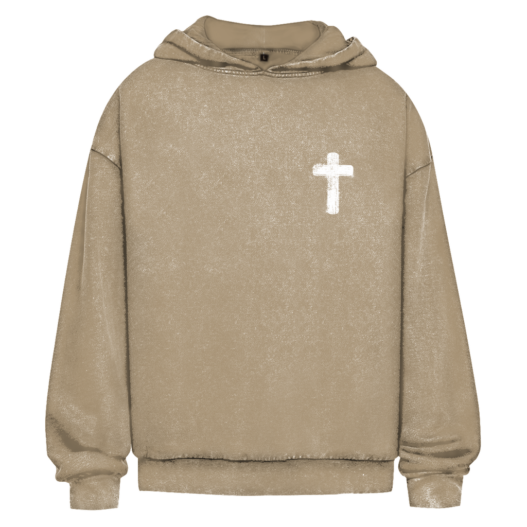 Oversize Washed Hoodie Cross Front