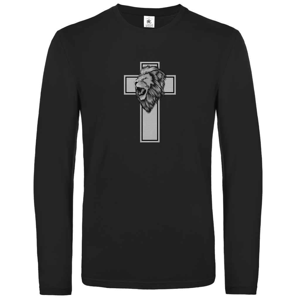 Löwen Kreuz christliches Unisex Langarmshirt