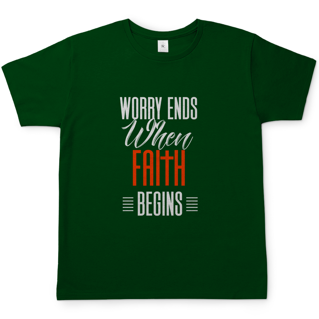 Worry Ends When Faith Begins christliches Herren T-Shirt