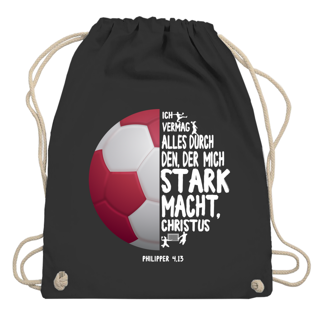 Ich bin stark durch Christus Philipper 4,13 Handball christlicher Turnbeutel