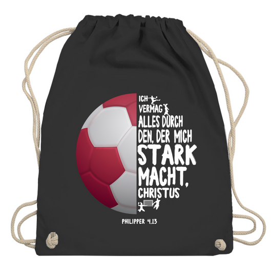 Ich bin stark durch Christus Philipper 4,13 Handball christlicher Turnbeutel