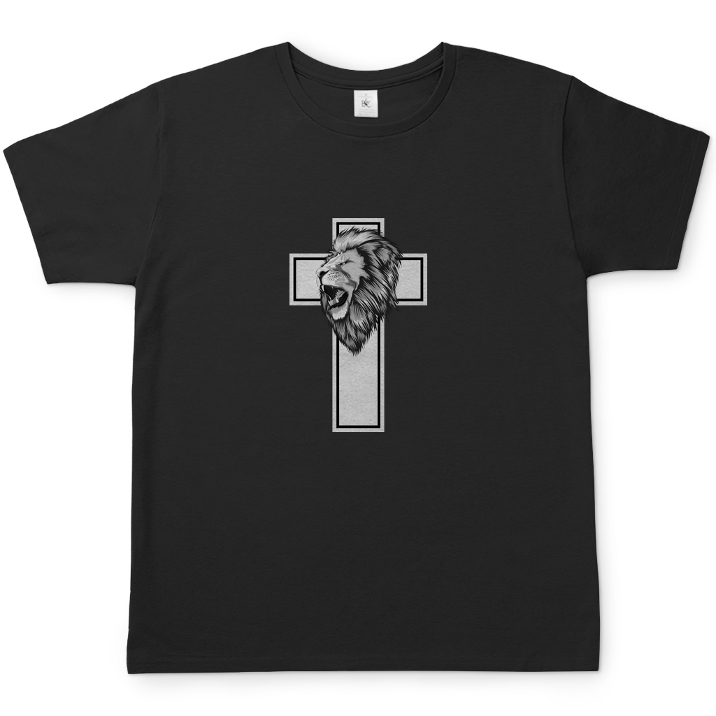 Löwen Kreuz christliches Herren T-Shirt