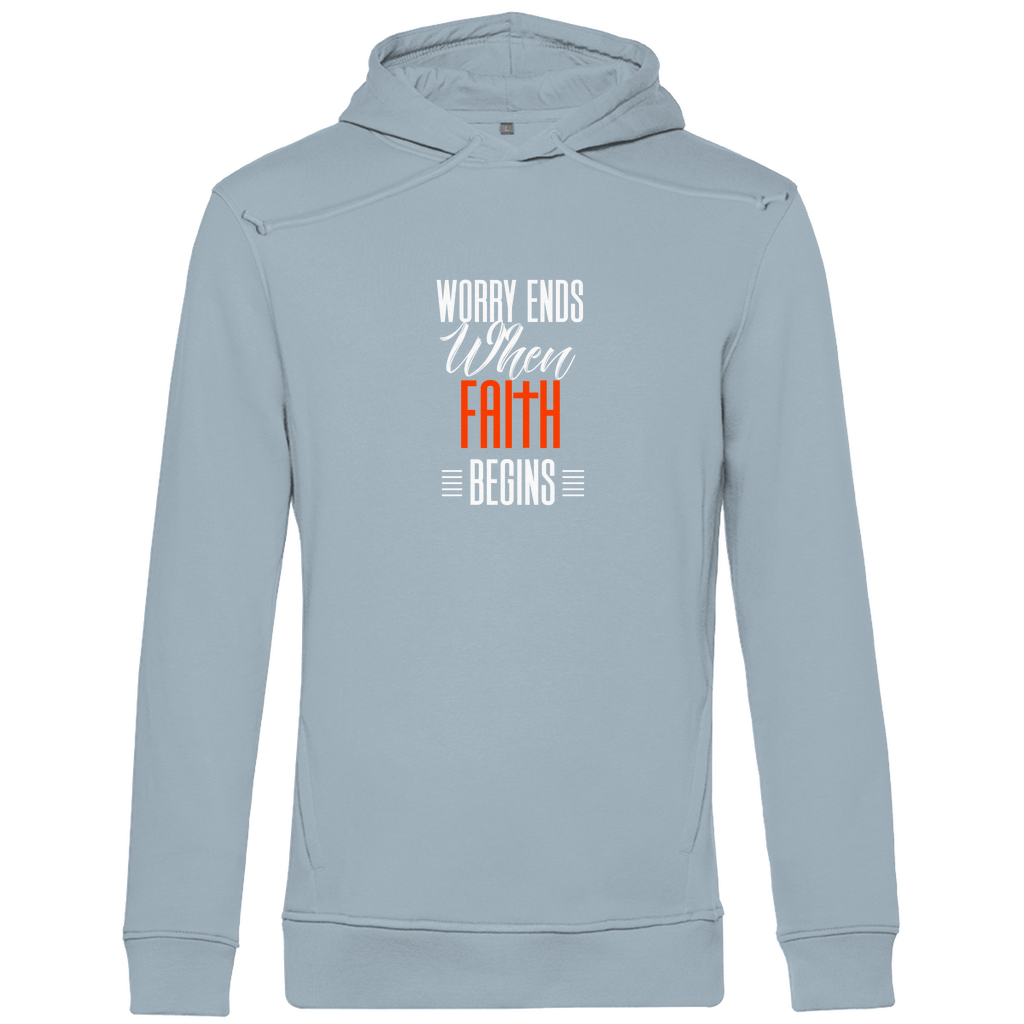 Worry Ends When Faith Begins Herren Premium Bio Hoodie