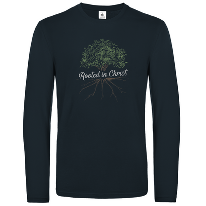 Rooted in Christ christliches Unisex Langarmshirt
