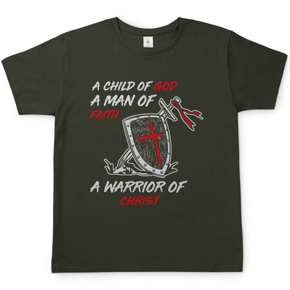 Child of God Man of Faith Warrior of Christ christliches Herren T-Shirt