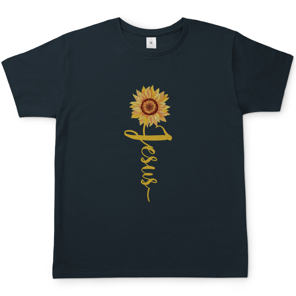 Jesus Sonnenblume christliches Herren T-Shirt