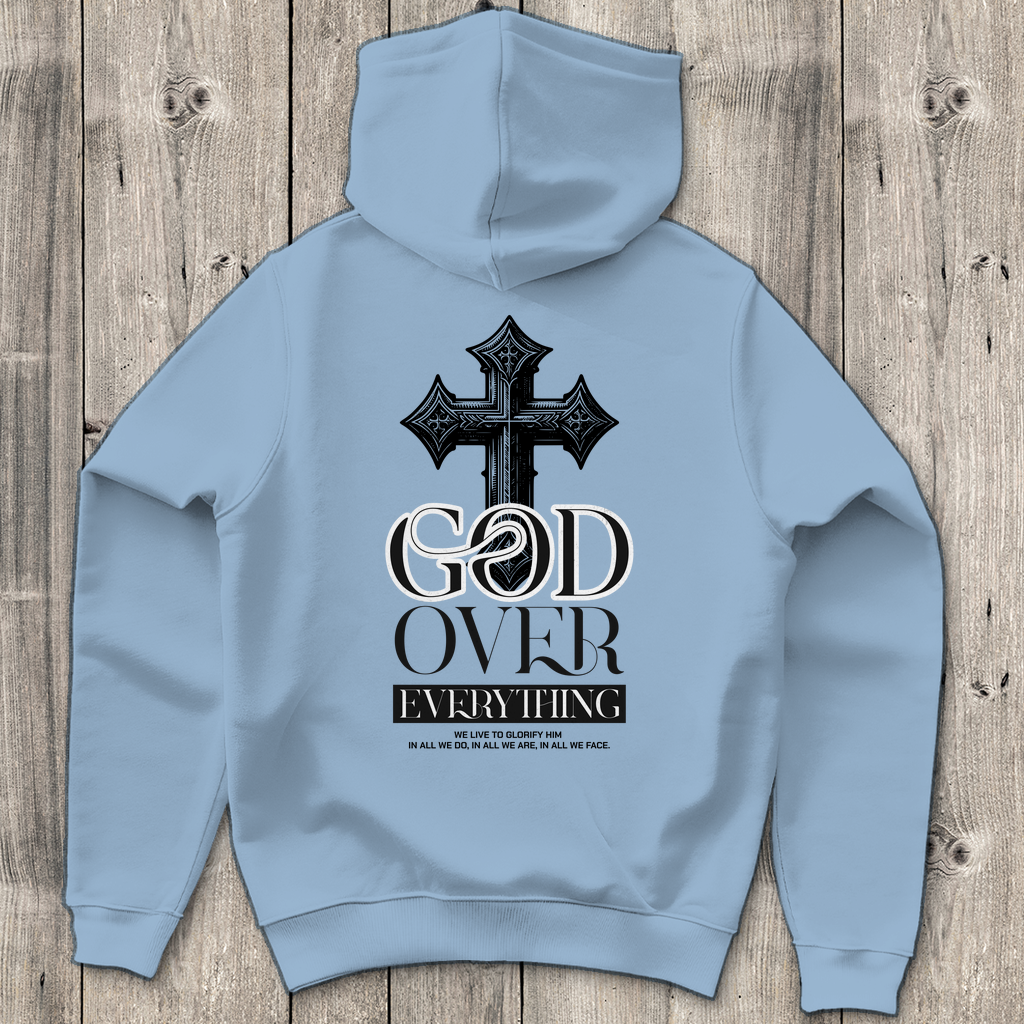 God over Everything - Backprint Christlicher Herren Hoodie
