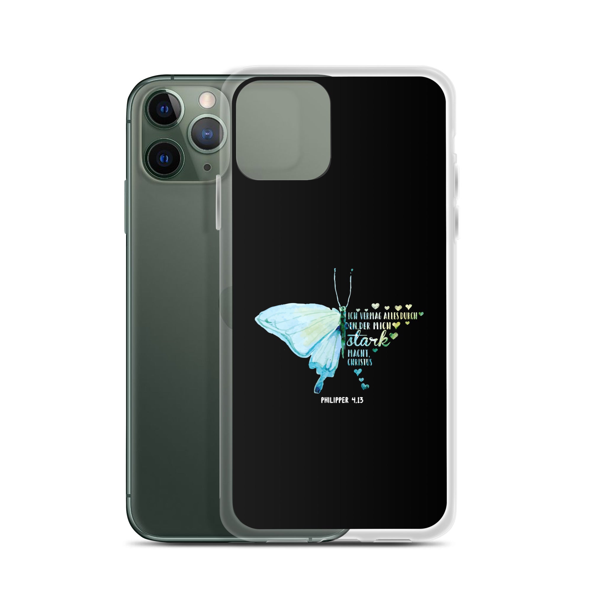 Philipper 4,13 Schmetterling Ich vermag alles durch Christus iPhone-Hülle