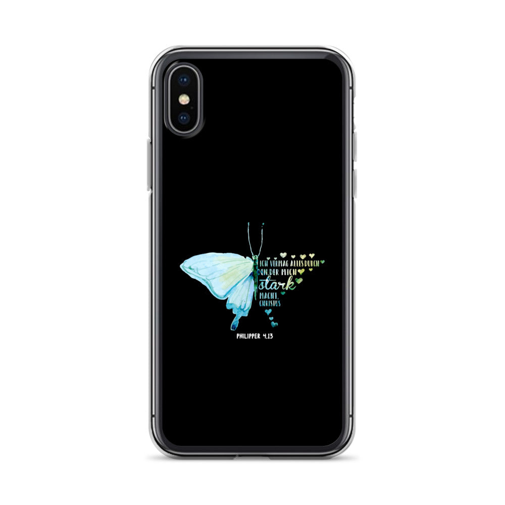 Philipper 4,13 Schmetterling Ich vermag alles durch Christus iPhone-Hülle