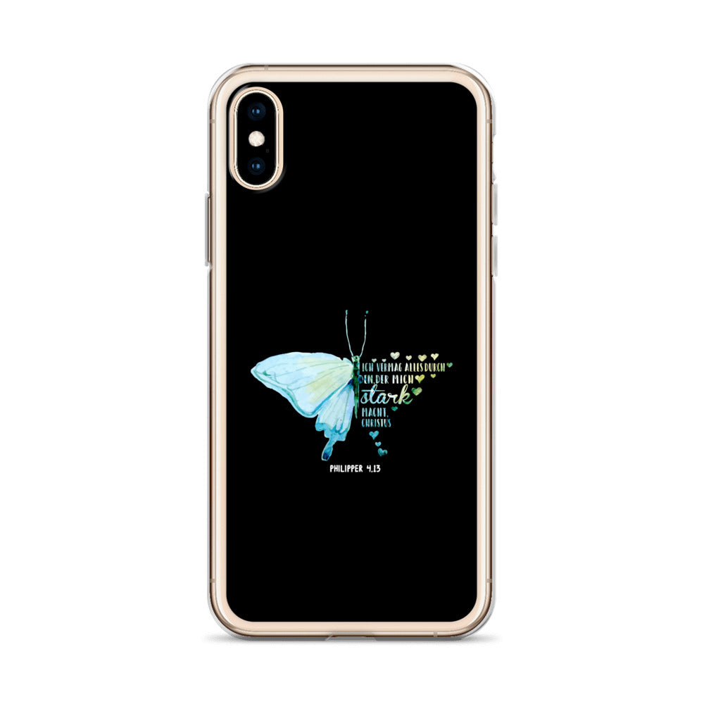 Philipper 4,13 Schmetterling Ich vermag alles durch Christus iPhone-Hülle
