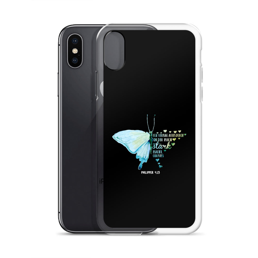 Philipper 4,13 Schmetterling Ich vermag alles durch Christus iPhone-Hülle