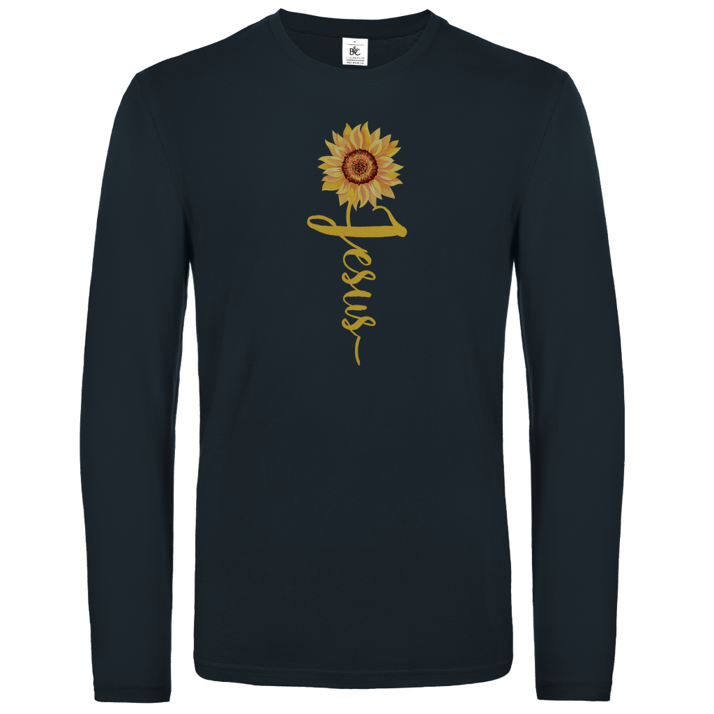 Jesus Sonnenblume christliches Unisex Langarmshirt