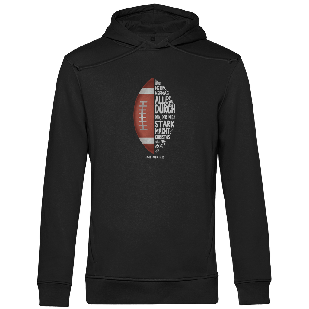Ich bin stark durch Christus Philipper 4,13 American Football Herren Premium Bio Hoodie