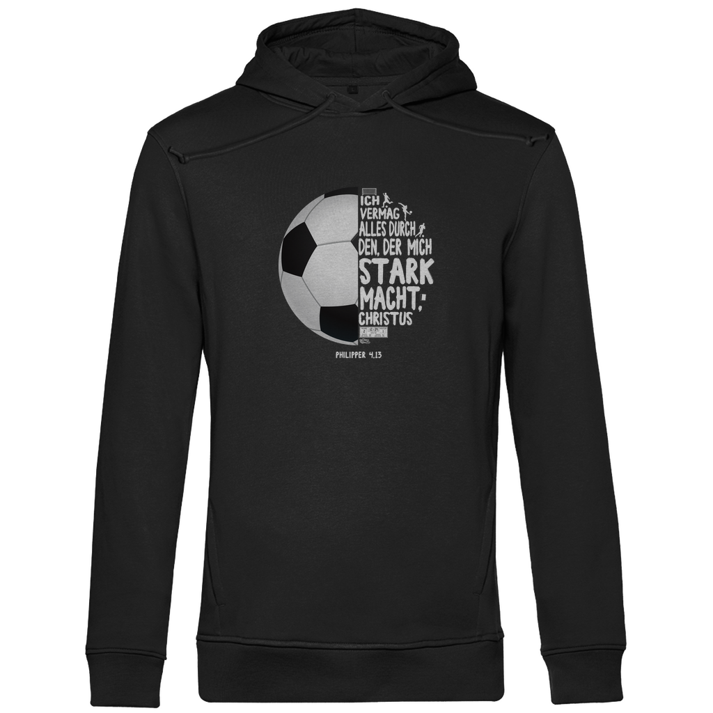 Ich bin stark durch Christus Philipper 4,13 Fußball Herren Premium Bio Hoodie