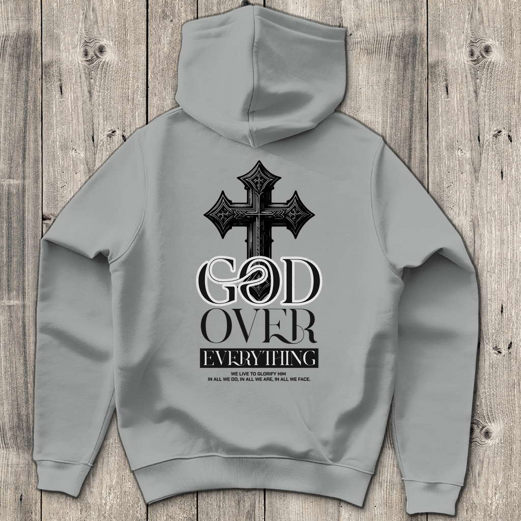 God over Everything - Backprint Christlicher Herren Hoodie