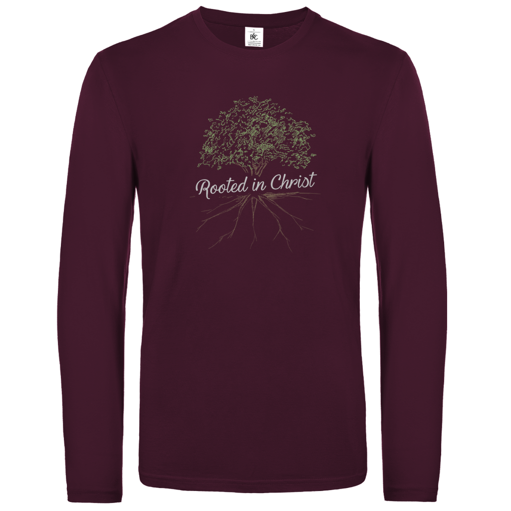 Rooted in Christ christliches Unisex Langarmshirt