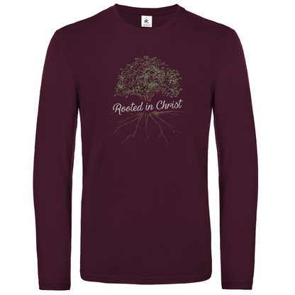Rooted in Christ christliches Unisex Langarmshirt