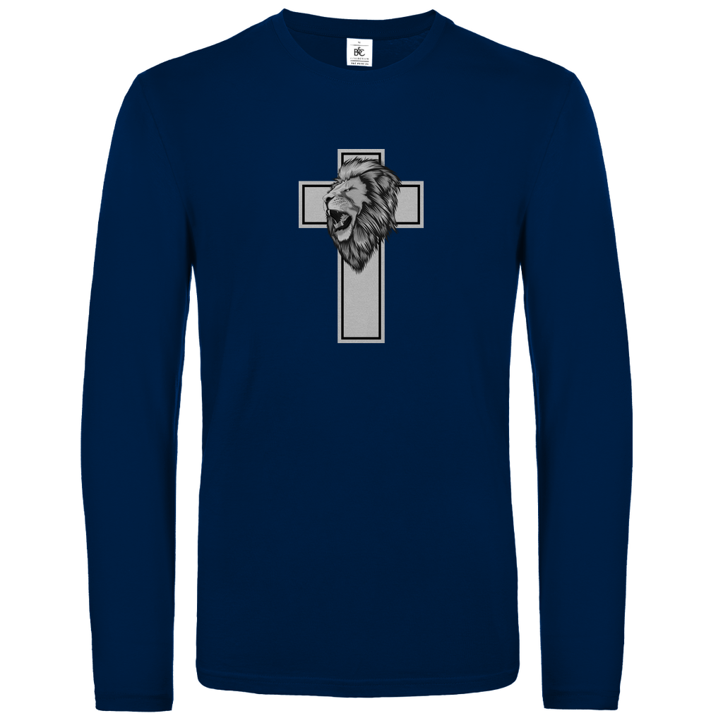 Löwen Kreuz christliches Unisex Langarmshirt