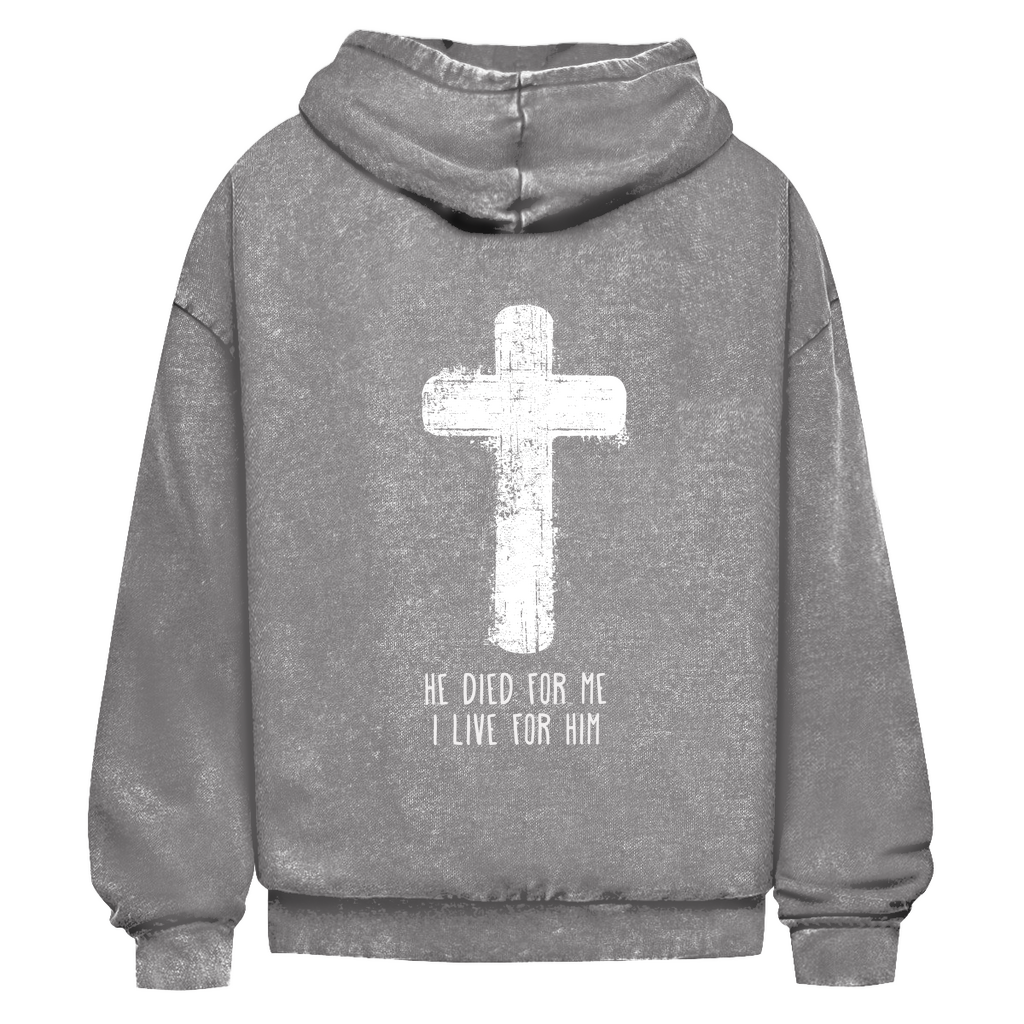 Oversize Washed Hoodie Cross Front