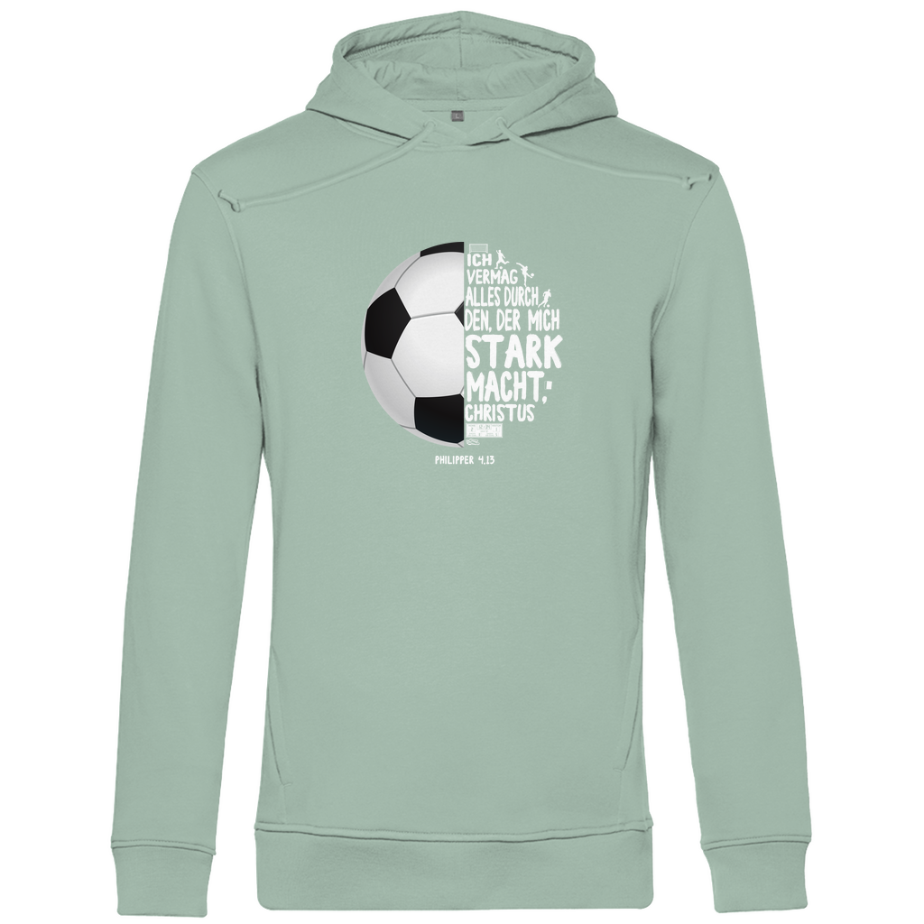 Ich bin stark durch Christus Philipper 4,13 Fußball Herren Premium Bio Hoodie