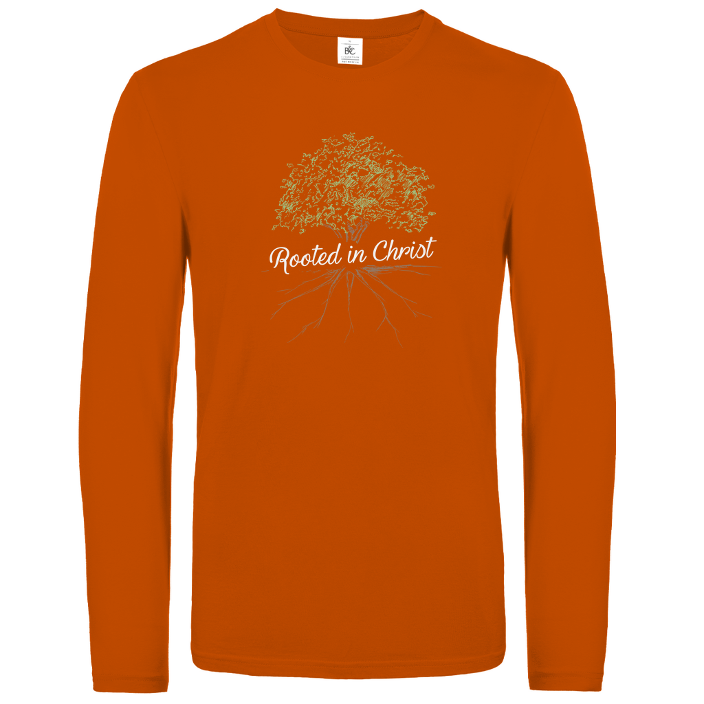 Rooted in Christ christliches Unisex Langarmshirt