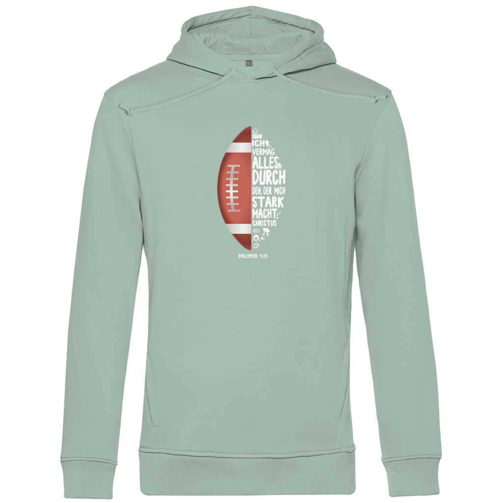 Ich bin stark durch Christus Philipper 4,13 American Football Herren Premium Bio Hoodie