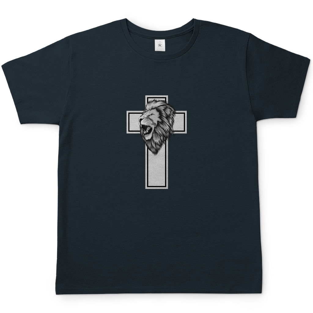 Löwen Kreuz christliches Herren T-Shirt