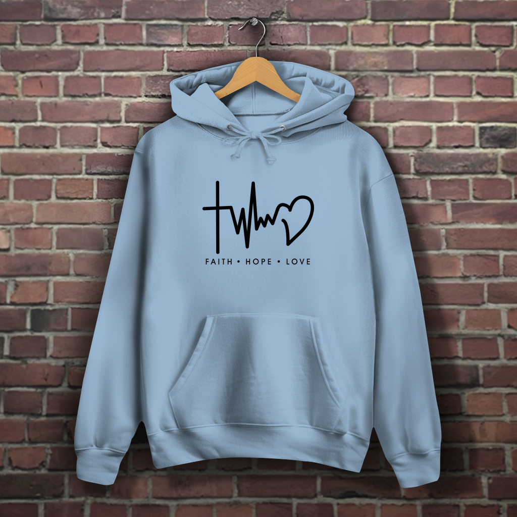 Faith Hope Love Schwarz - Christlicher Damen Hoodie
