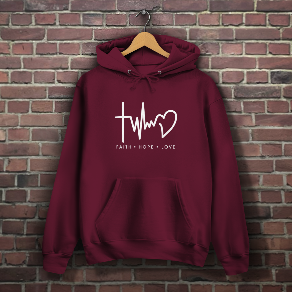 Faith Hope Love Weiß - Christlicher Damen Hoodie