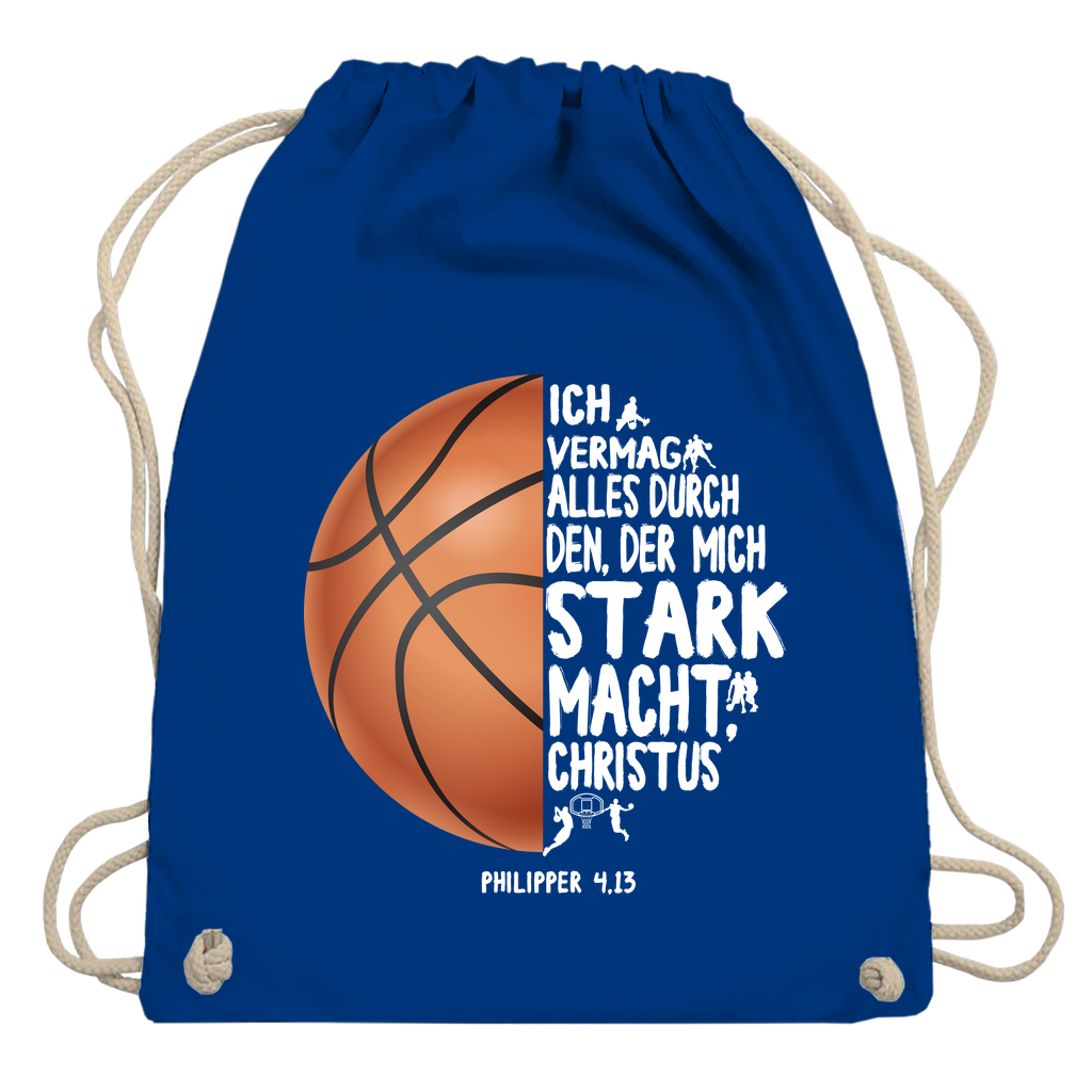 Ich bin stark durch Christus Philipper 4,13 Basketball christlicher Turnbeutel