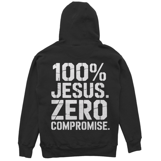 100% Jesus Zero Compromise - Christlicher Unisex Oversize Hoodie