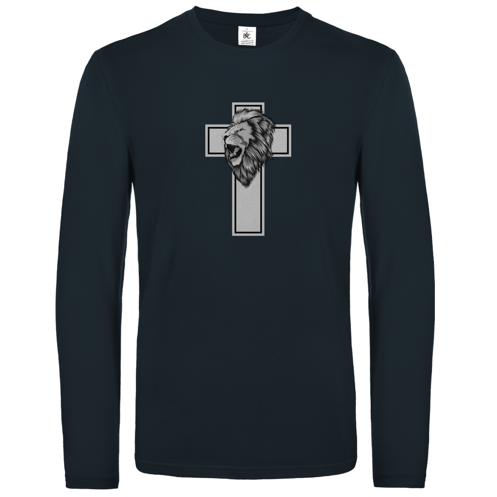Löwen Kreuz christliches Unisex Langarmshirt